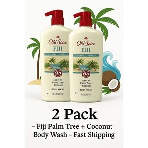 2 Pack Old Spice‎ Men's Body Wash Fiji with Palm Tree 30 fl oz Each NEW